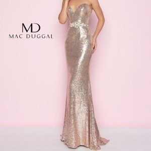 NWT MAC DUGGAL 77427L DRESS Champagne Color Size 4